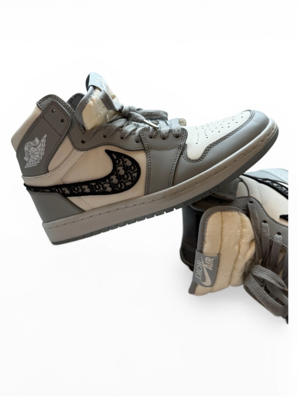 Dior Gray and White High-Top Sneakers